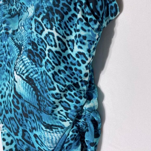 5/$25 Christina Blue Animal Print Tankini Bikini Top Swim Top 12 - Picture 7 of 11